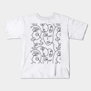 Abstract faces lineart Kids T-Shirt